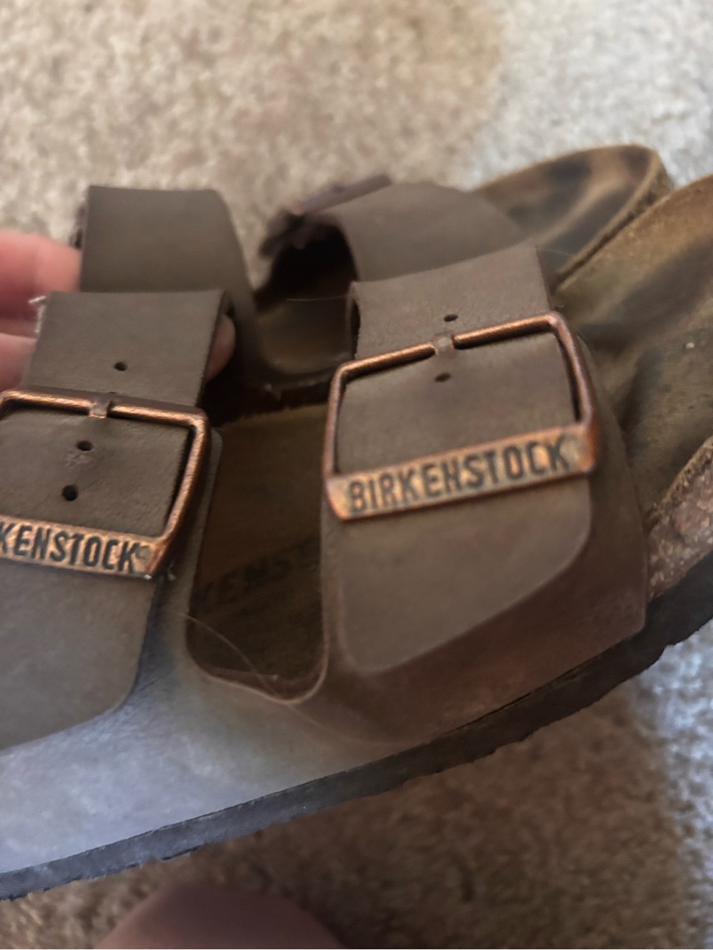 Birkenstock Brown Double-Strap Sandals with Copper Buckles - Picture 4 of 6